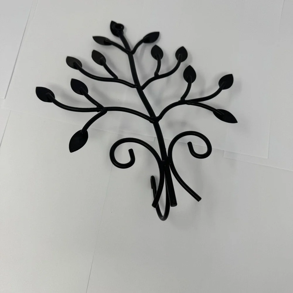Metal Tree Wall Coat Hook Decorative Entryway Key Holder Rack Black